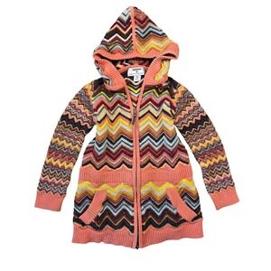 Missoni for Target Toddler Girls Zigzag Chevron Knit Zip Up Hoodie Orange 3T